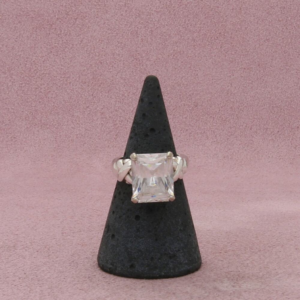 sterling silver emerald-cut cz engagement ring size 5.75